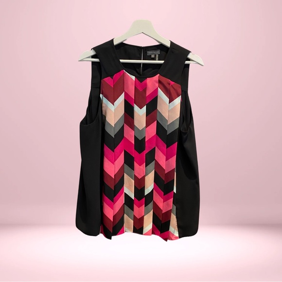 NOW ONLY $20! ( WAS $40) - Vince Camuto Top - Chevron Patterned, Black and Pink - Picture 5 of 6